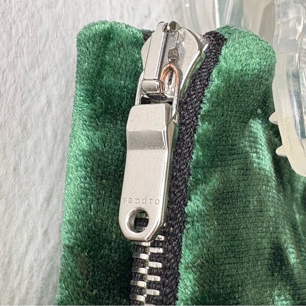 SANDRO Emerald Green Velvet Mini Skirt 3 (US 8) - Picture 13 of 15